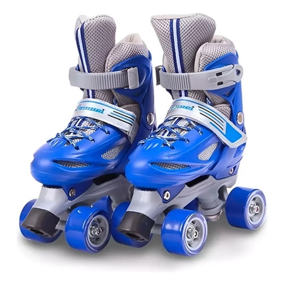 Patines 4 Ruedas Ajustable Artísticos Niños Azul Talla M (35-38)