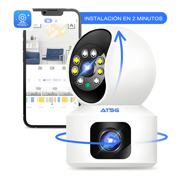 Atsg Cámara de Seguridad Doble Pantalla Wifi Ip 360 Full Plu