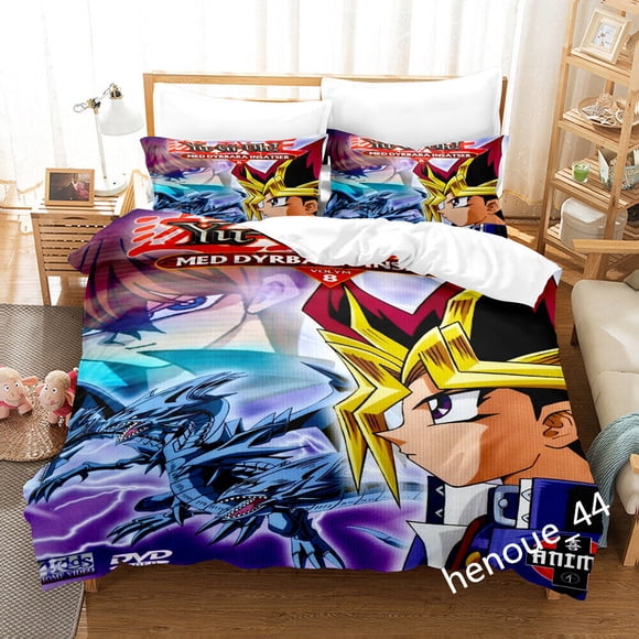 Yu-Gi-Oh Anime Quilt Duvet Cover Bedding Set Pillowcase Gift 3-Piece Bedding Set (1 Duvet Cover + 2 Pillow Shams)
