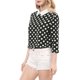 thumbnail image 4 of INSPIRE CHIC Blusa de Mujer con Cuello Peter Pan en Contraste, Mangas 3/4, Camisa L Negra, 4 of 8