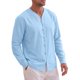 thumbnail image 4 of INSPIRE CHIC Camisa de Hombre de Algodón y Lino de Manga Larga con Botones Casual XL Azul, 4 of 6