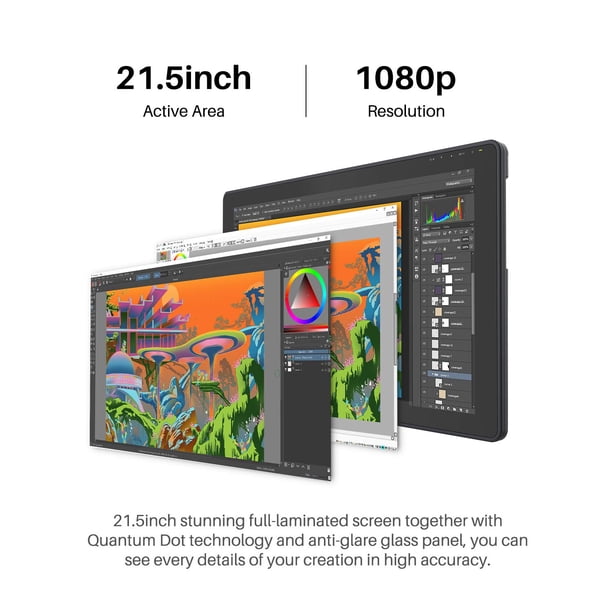 Tableta de dibujo HUION Kamvas 22 Plus QLED 21,5 pulgadas 140
