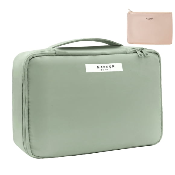 Bolsa de maquillaje de viaje Queboom Bolsa de cosméticos de nylon verde