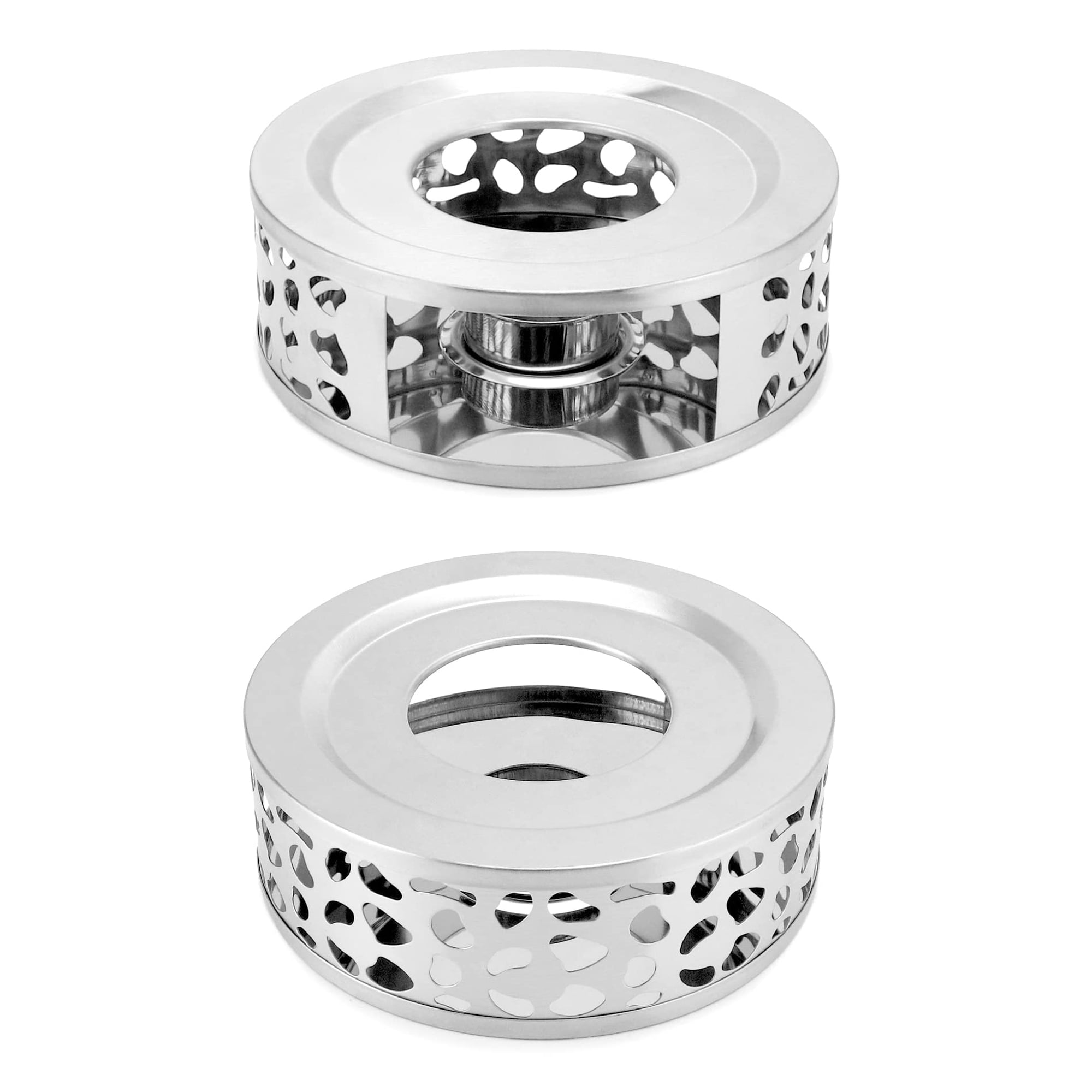 Xusx111 - 2pcs Calentador De La Tetera De Acero Inoxidable, Calentador De Té Para La Tetera, Estufa De Té Caliente De Color Plata, Estufa De Café Caliente Y Base De Calentador De Té