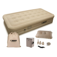 Genérico - Colchón Inflable Electrico Plaza Y Media Overfit Bomba Portatil De Inflado 190 X 100 Cm Beige
