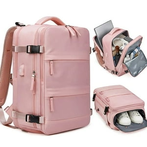 Genérico - Mochila De Viaje Cabina Avión Impermeable Viral Zapatos Usb Rosa