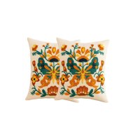 Genérico - Pack De 2 Fundas De Cojin Bordadas 45X45 Beige 02