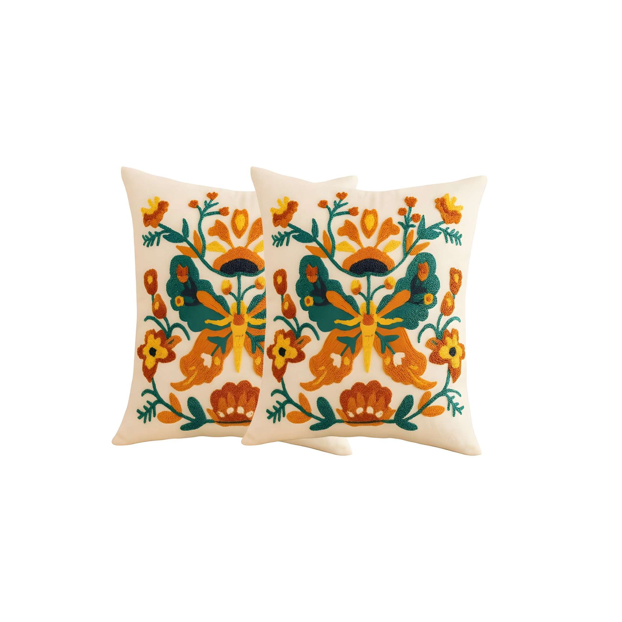 Genérico - Pack De 2 Fundas De Cojin Bordadas 45x45 Beige 02