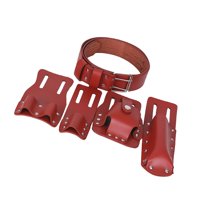 Ioensy - Estuche Para Cinturón De Herramientas De Cuero 5 En 1 Para Electricistas De Agua Decorador Rojo-Marrón