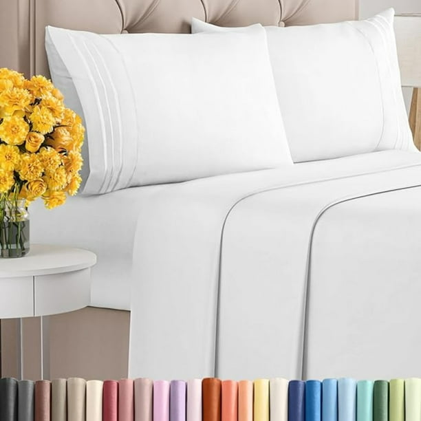 Juego De Sabanas Plazas Fundas De Almohada Blanca Lider