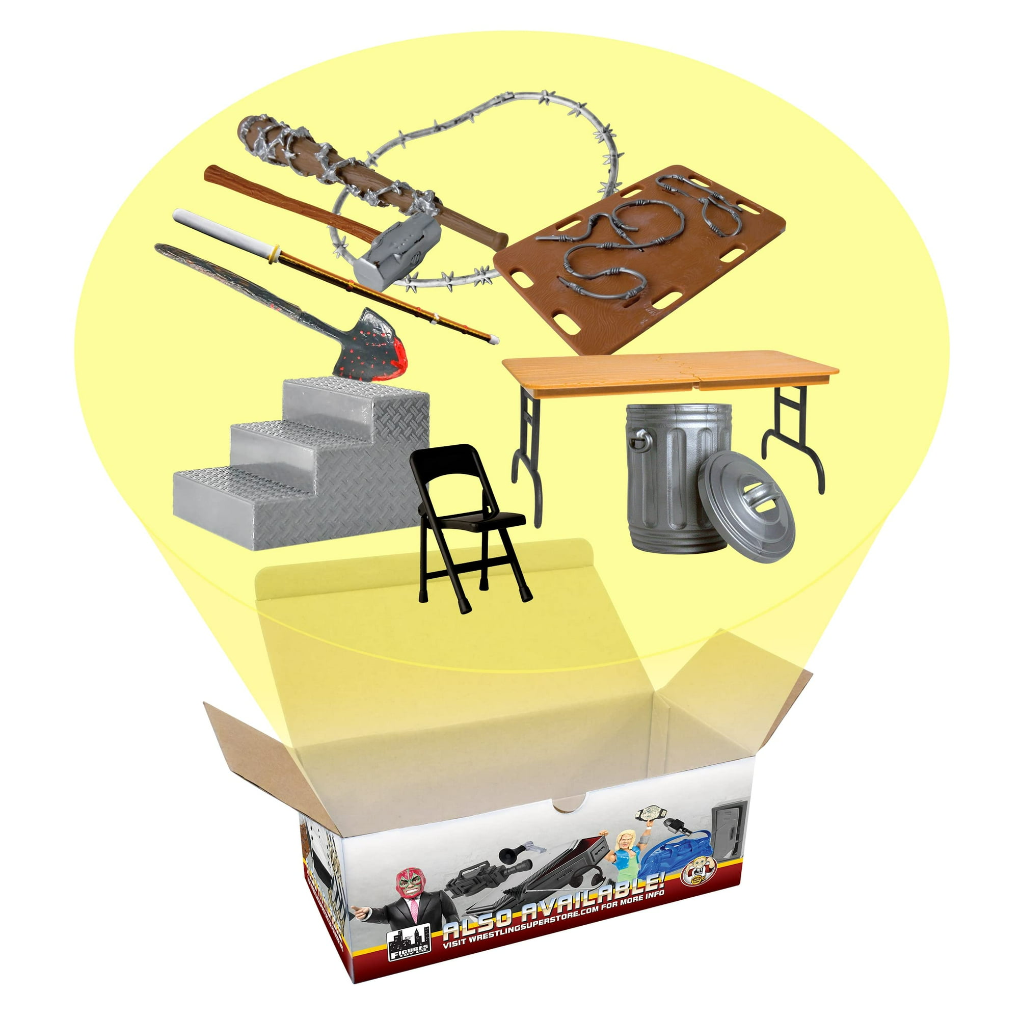 Figures Toy Company - Set De Accesorios Hardcore De 10 Piezas Para Figuras De Acción De Lucha Libre