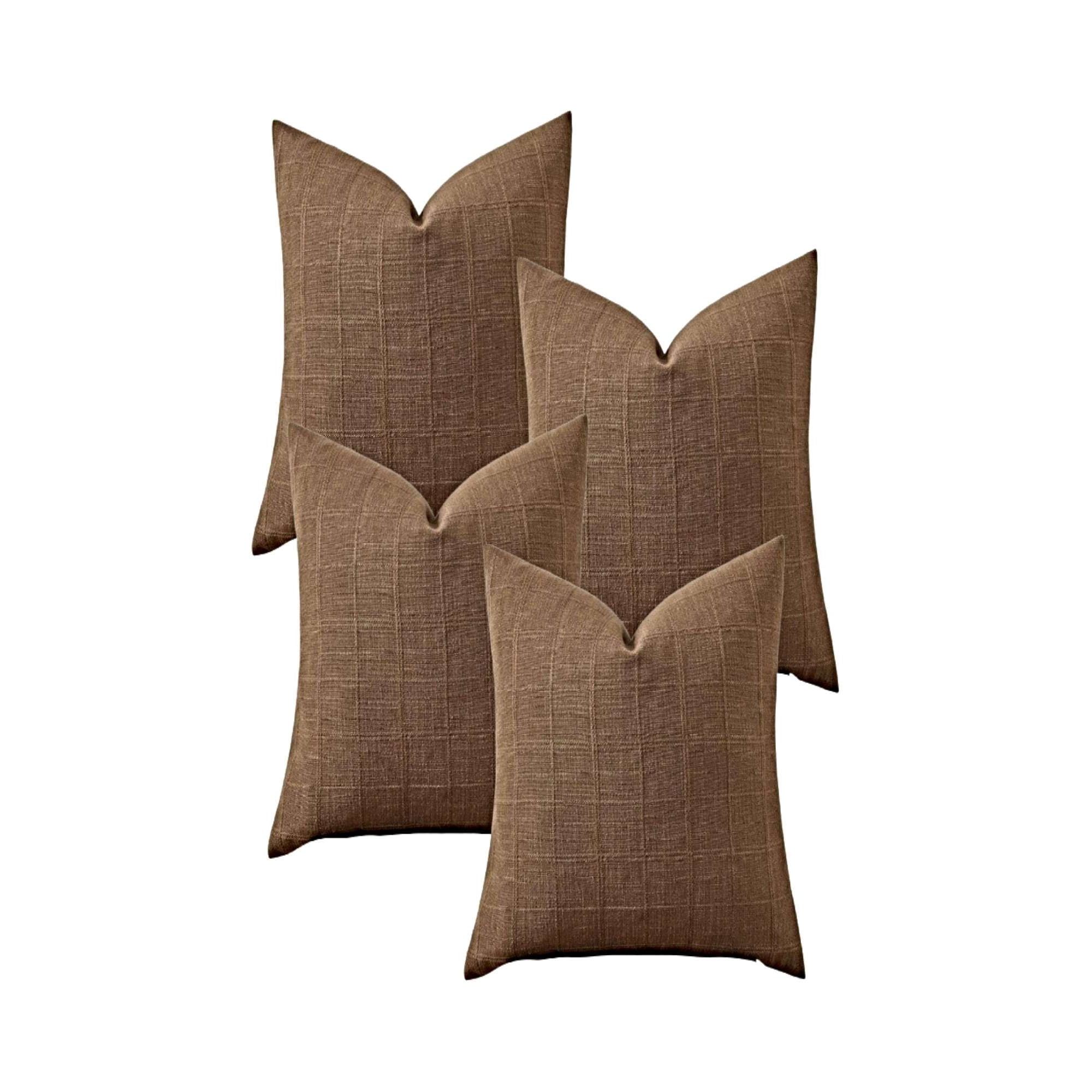 Genérico - Pack De 4 Fundas De Cojin Jacquard Cuadrille 45x45 Cm Marron