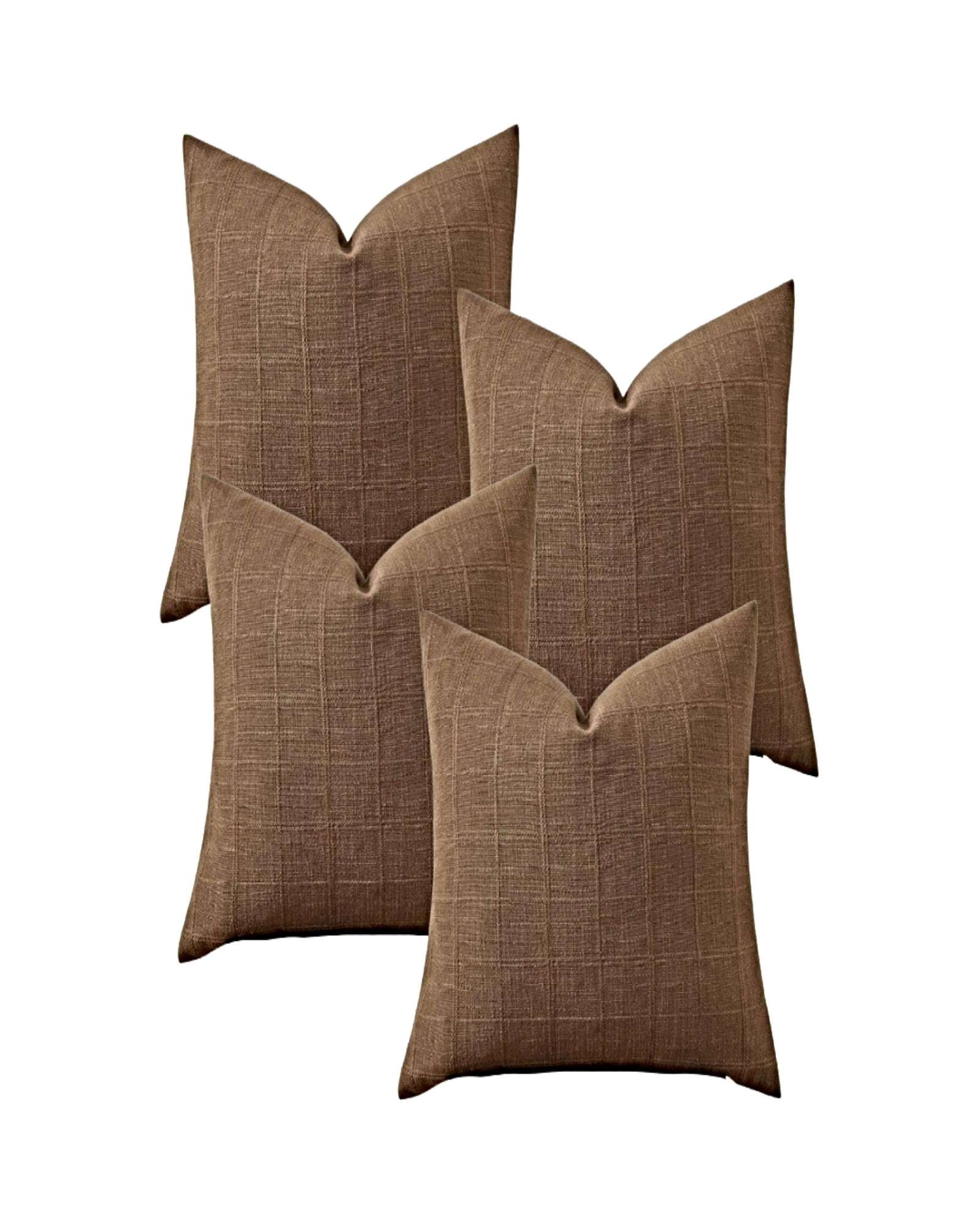 Genérico - Juego De 4 Fundas De Cojin Jacquard Cuadrille 45X45 Cm Marron