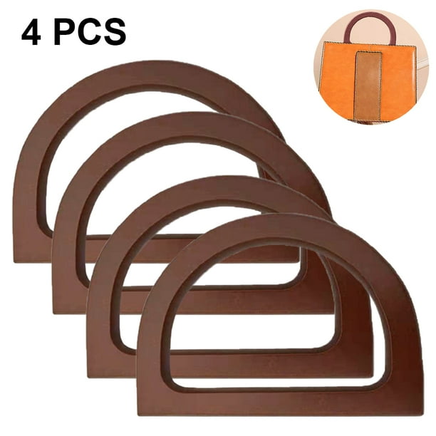 4 asas de madera de repuesto para bolso, en forma de D, para bolso de playa hecho a mano, bolso de paja o bolso de mano.