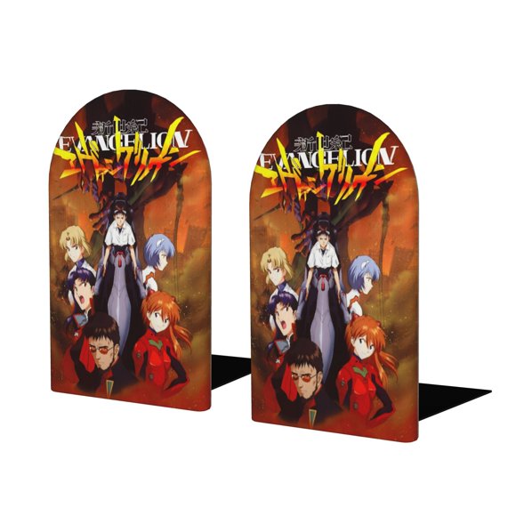 Neon Genesis Evangelion Sujetalibros decorativos temáticos, tope para estantería con base antideslizante, uso dual para hogar y oficina - 2 piezas
