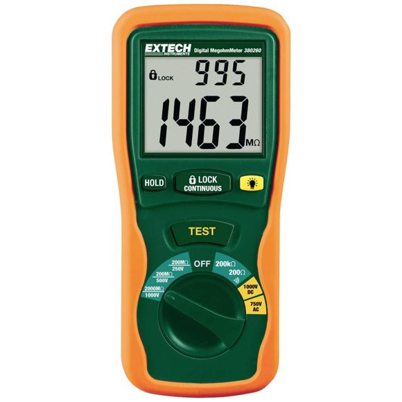 Probador de Aislamiento Digital Extech 250/500/1000 V Autorango