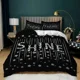 thumbnail image 1 of Shiny White Pattern Black Duvet Cover Set Beautiful Stars Bedding Set TwinFor Men Women Kids Gift Bed Sheets, 1 of 5
