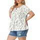 thumbnail image 4 of Agnes Orinda Blusas Casuales de Manga Corta con Tapeta Floral para Mujer de Talla Grande Peplum 6X Blanco, 4 of 8