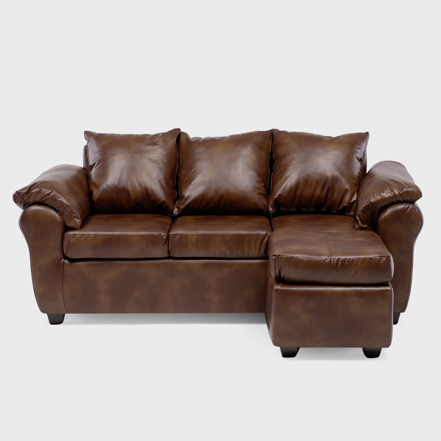 Muebles Mpr - Sofá Ezeiza + 1 Pouf Pu Café Envejecido