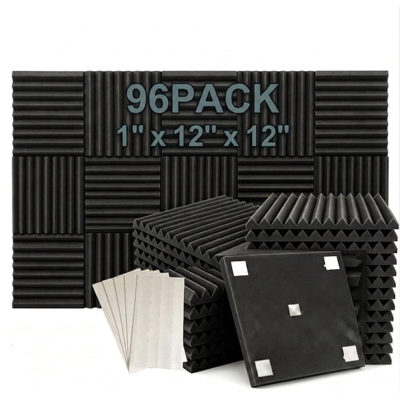 Espuma Acústica HPKL9999 Paquete de 96 Piezas 30x30x2.5 cm Negra
