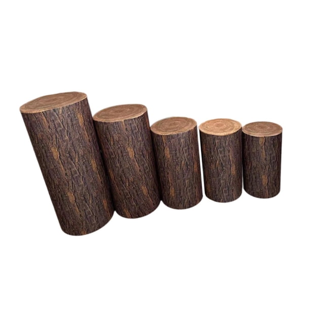 Cubiertas De Soporte De Zócalo Cilíndrico, Duraderas Y Suaves, Para Vacaciones, Cumpleaños, Banquete, Grano De Madera, 5 Uds.