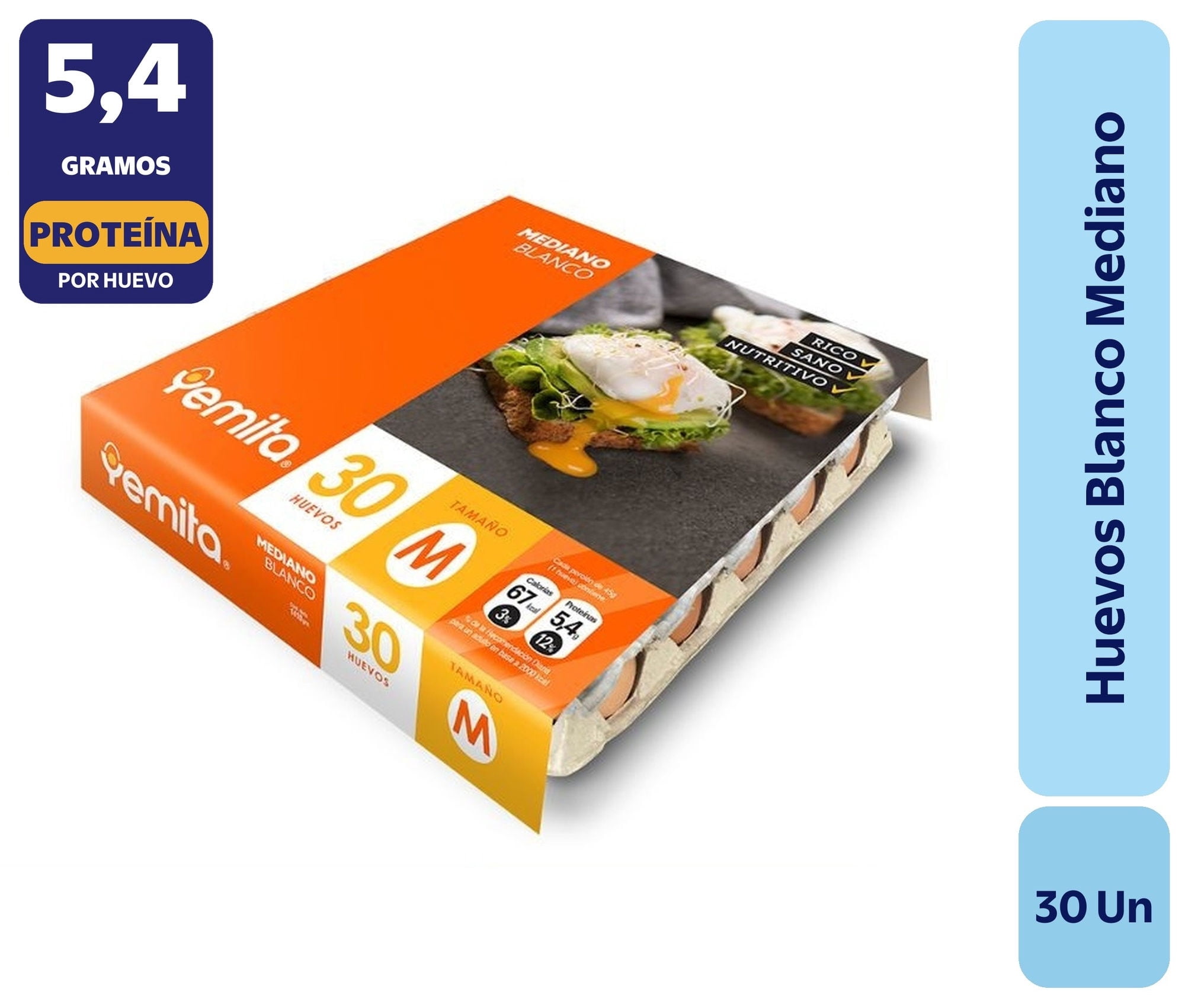 Huevos Tradicionales Mediano Blanco 30 Un Yemita