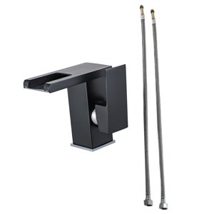 Bothyi - Baño Lavabo Grifo Cascada Latón Vanidad Grifo Baño Lavabo Mezclador Grifos Negro