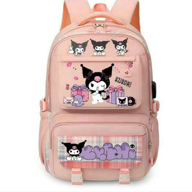 MINISO Kuromi Mochila Large capacity Waterproof Backpack for School Kawaii Anime cosplay bag Travel Bag School Student girl Gift