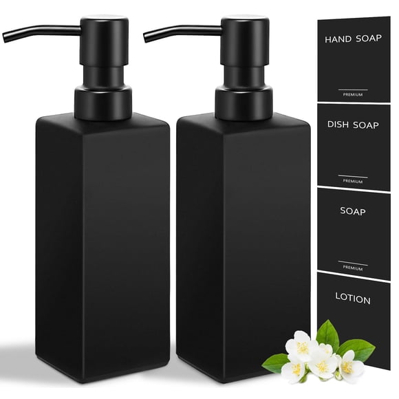 Dispensador De Jabón Gmisun De Vidrio Negro De 350 Ml Con Bomba De Acero Inoxidable