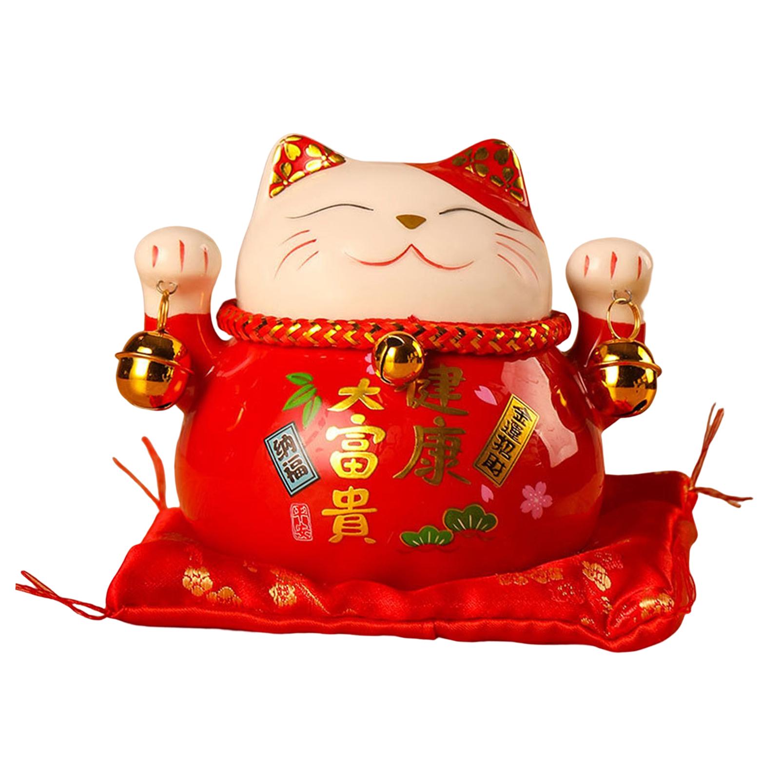 Magideal - Estilo Chino Lucky Cat Money Bank Escultura Decoración Exhibición Decoración Para El Hogar Colección Adornos Almacenamiento Cerámica Para Regalos De
