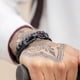 thumbnail image 4 of Pulsera hombre dijes acero negro y cuero trenzado negro, 4 of 6