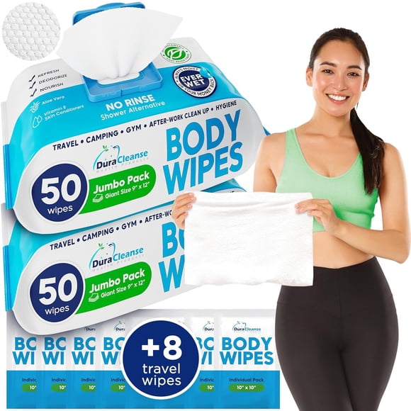 Toallitas corporales Duracleanse DuraCleanse 100 XL Shower + 8 Travel