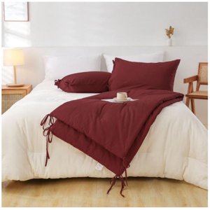 Genérico - Set Piecera De Lino Burdeo 80 X 210 +2 Fundas