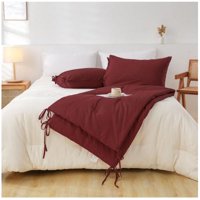 Genérico - Set Piecera De Lino Burdeo 80 X 210 +2 Fundas