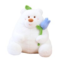 Magideal - Peluche Suave Con Rosa, Bonitos Peluches Para Niños, Para Fiestas, Cumpleaños, Niños Y Niñas. , Blanco 35Cm