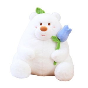 Magideal - Peluche Suave Con Rosa, Bonitos Peluches Para Niños, Para Fiestas, Cumpleaños, Niños Y Niñas. , Blanco 35Cm