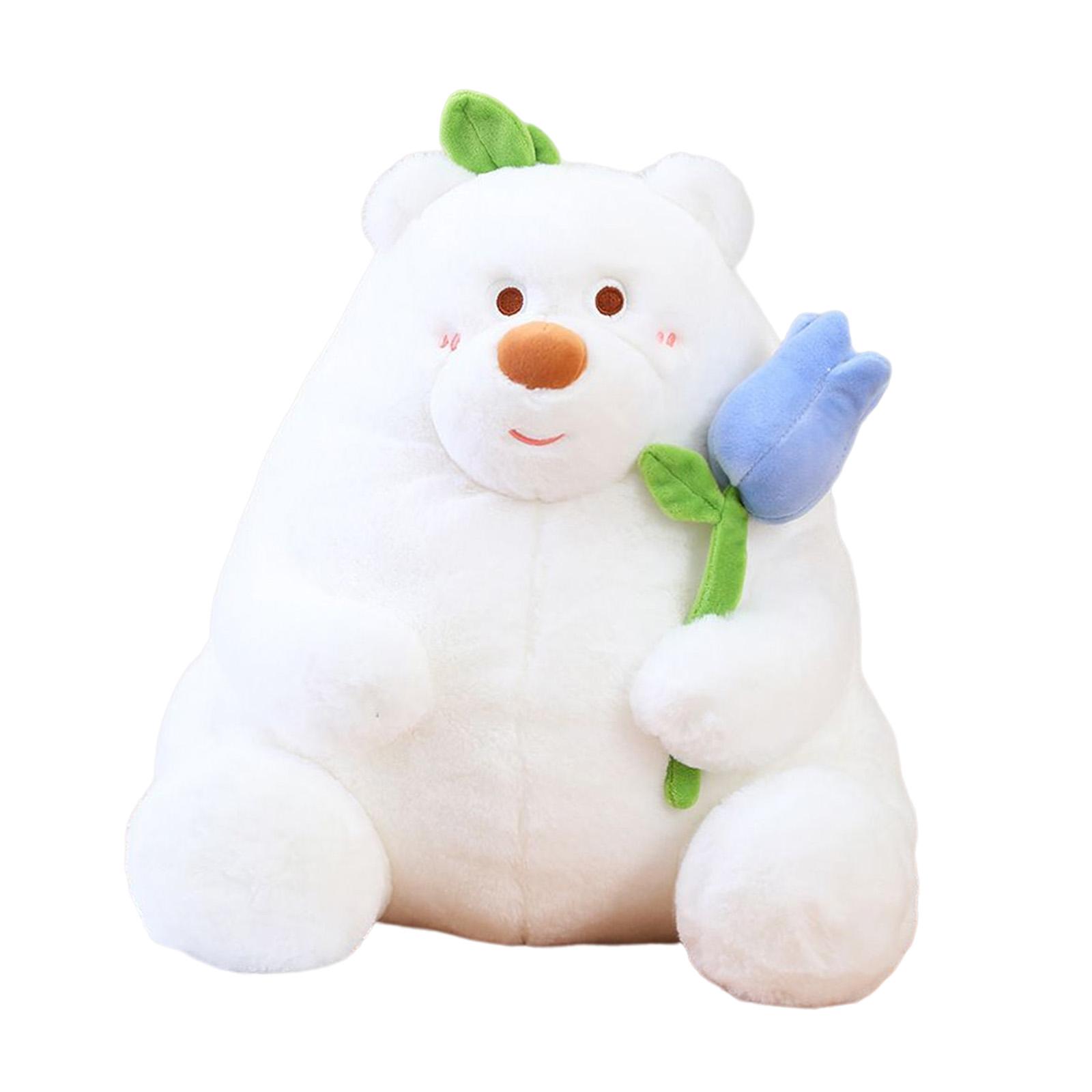 Magideal - Peluche Suave Con Rosa, Bonitos Peluches Para Niños, Para Fiestas, Cumpleaños, Niños Y Niñas. , Blanco 35Cm