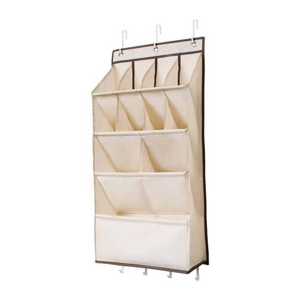 Organizador de Zapatos Colgante para Puerta, Zapatero Estrecho, Plegable Y Reutilizable, Bolsa de Almacenamiento Colgante para Armario, Colgador de To Beige 11 rejillas