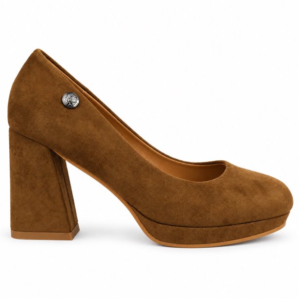 Zapato de Mujer Formal Gamuza Taco Cuadrado 8cm