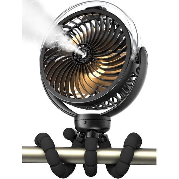 Ventilador nebulizador para cochecito Wavmill, batería de 6000 mAh con luz de 360°