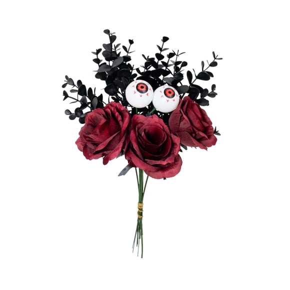 Ramo De Eucalipto Con Forma De Rosa Y Ojo De Halloween Para Fiestas Y Eventos Festivos En Rojo