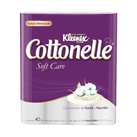 Papel Higiénico Kleenex Cottonelle Soft Care Con 40 Rollos