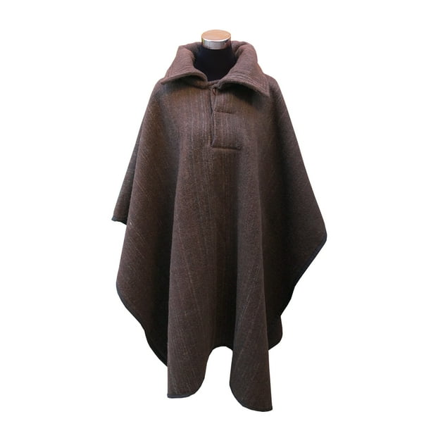 Poncho Lana Alpaca Unisex - Largo - Café