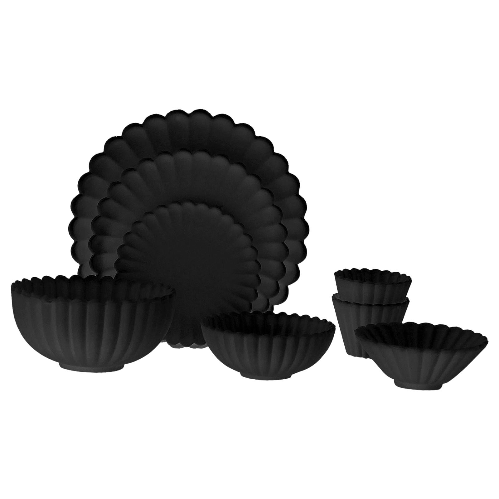 Magideal - Accesorios De Cocina De Casa De Muñecas En Miniatura 1: 6 Juego De Tazas De Tazón De Plato Casa De Muñecas Cocina Diy Regalo De Cumpleaños Para Juegos Negro