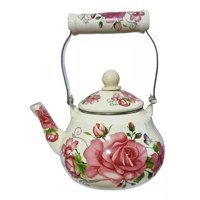 Genérico - Tetera Enlozada Esmaltada De 1.5 Litros, Diseños Rosas