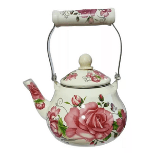 Genérico - Tetera Enlozada Esmaltada De 1.5 Litros, Diseños Rosas