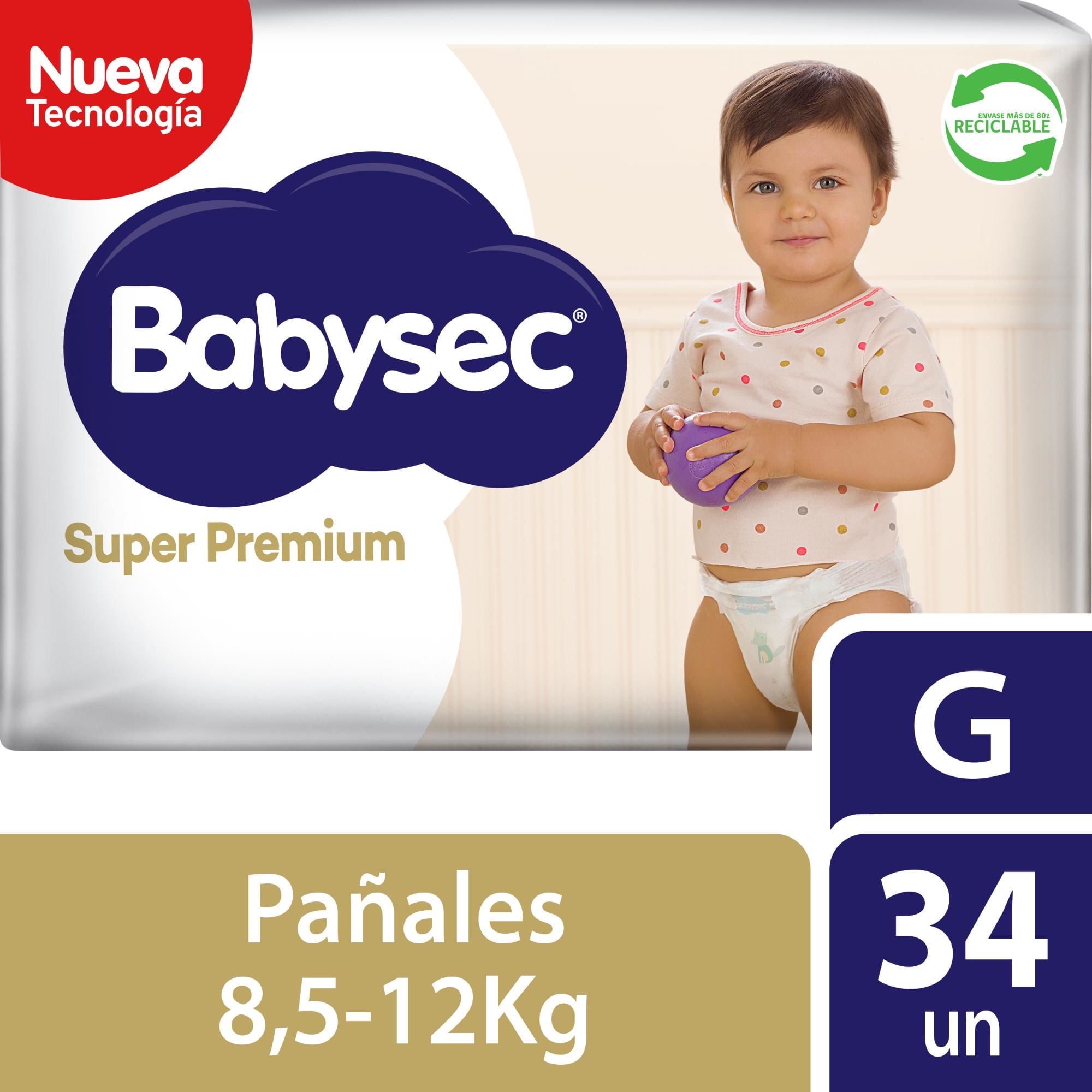 Pañales De Bebé Súper Premium Cuidado Total G, 34 Un 34 Un Babysec