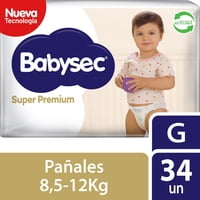 Pañales De Bebé Súper Premium Cuidado Total G, 34 Un 34 Un Babysec