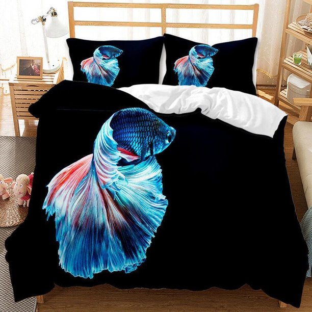 Colorful fish Quilt Duvet Cover Set Home Textiles Bedspread Bed Linen3-Piece Bedding Set