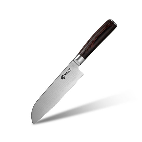Cuchillo HexClad Santoku de acero damasco de 18 cm con cuerpo integral